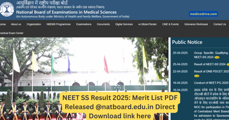 NEET SS 2025 Result Download Merit List PDF