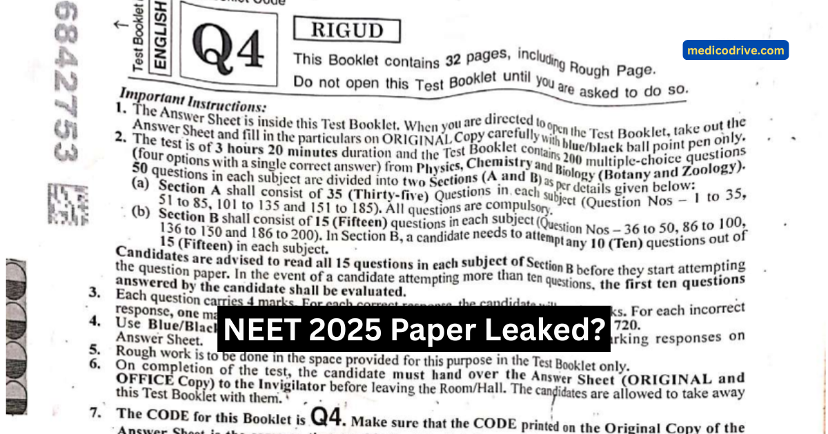 NEET UG 2025 Paper Leak Alert